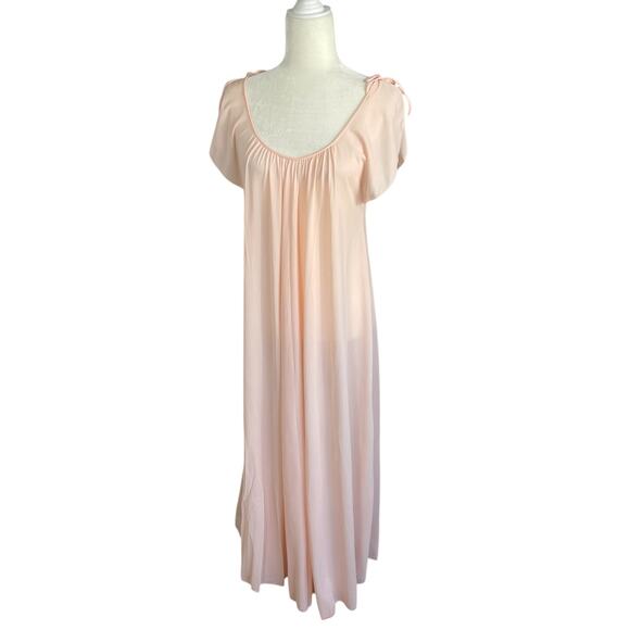 Vtg Blanche by Ralph Montenero Peach Nylon Full Length Gown Negligée Sheer Sz P - Picture 3 of 11